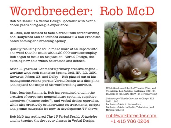 Wordbreeder Rob McDaniel: Portfolio of Naming Work