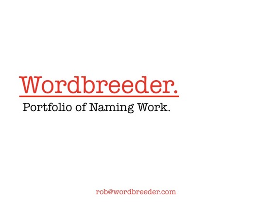 Wordbreeder Rob McDaniel: Portfolio of Naming Work